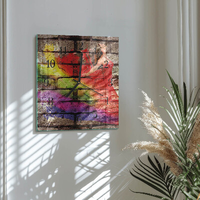 Square kitchen clock Brick
