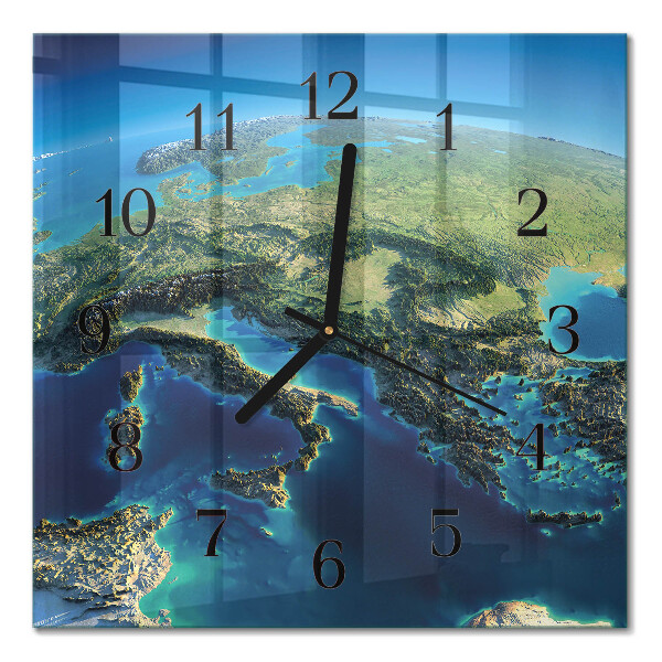 Glass clock square Earth