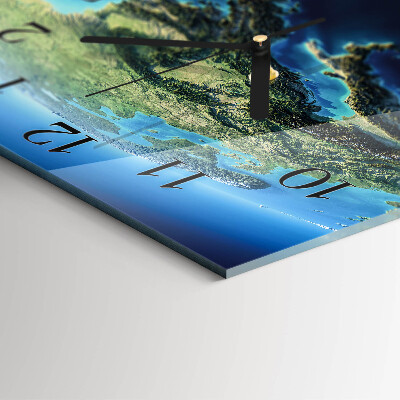 Glass clock square Earth