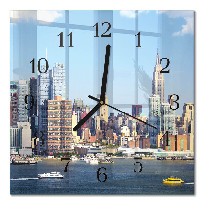 Glass wall clock square Horizon