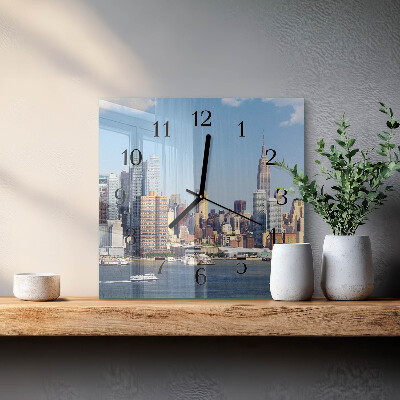 Glass wall clock square Horizon