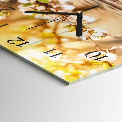 Glass clock square Flowers