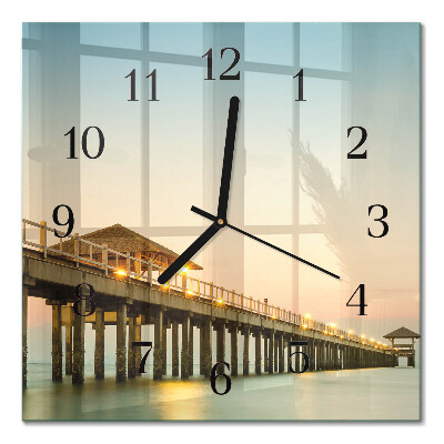 Square wall clock Wooden jetty