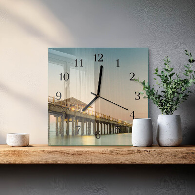 Square wall clock Wooden jetty