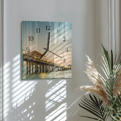 Square wall clock Wooden jetty