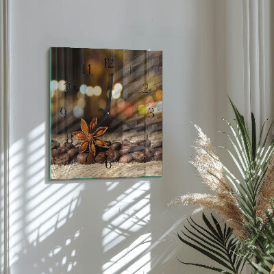Glass clock square Anise