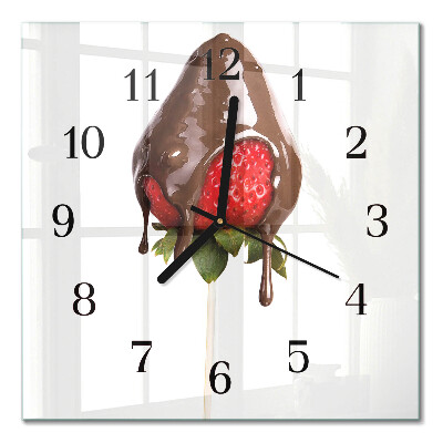 Glass wall clock square Chocolate