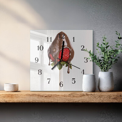 Glass wall clock square Chocolate