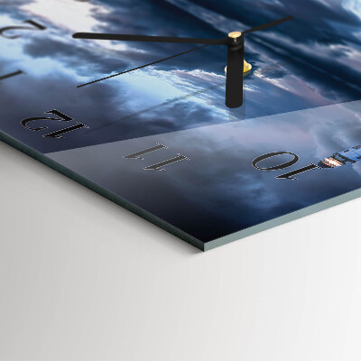 Glass clock square Lighthouse