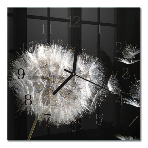 Glass wall clock square Dandelion