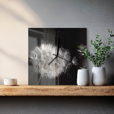 Glass wall clock square Dandelion