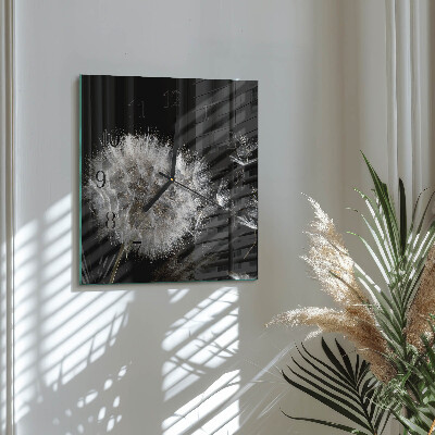 Glass wall clock square Dandelion