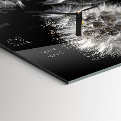 Glass wall clock square Dandelion