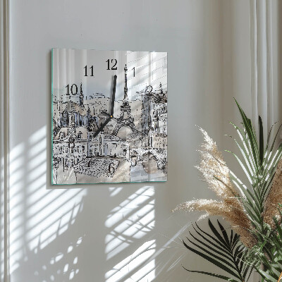 Glass wall clock square Monuments