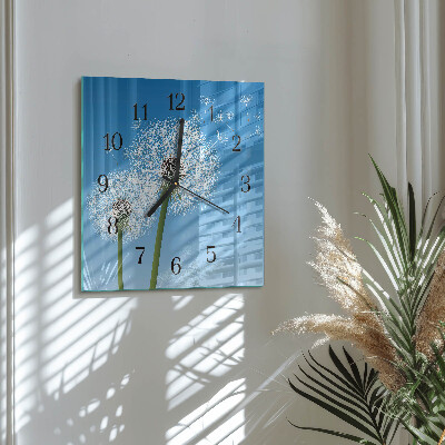Glass clock square Dandelion