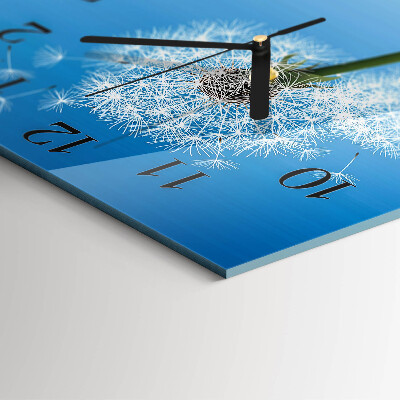Glass clock square Dandelion