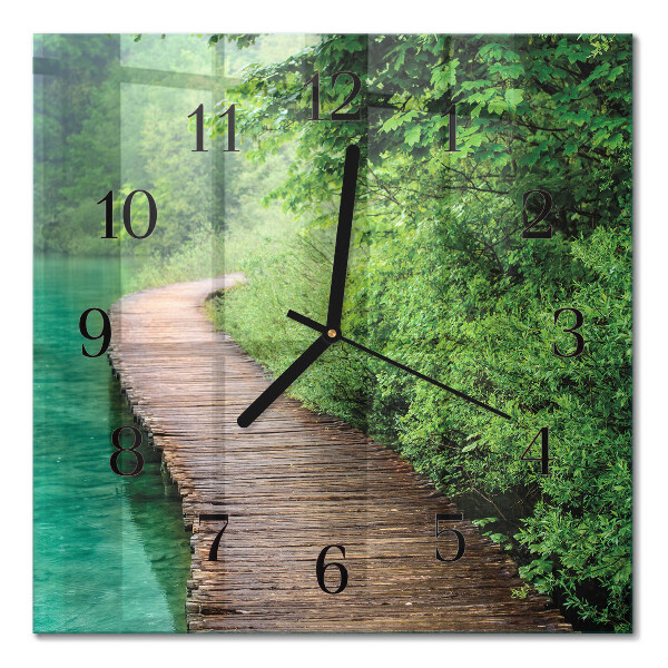 Square kitchen clock Wooden jetty