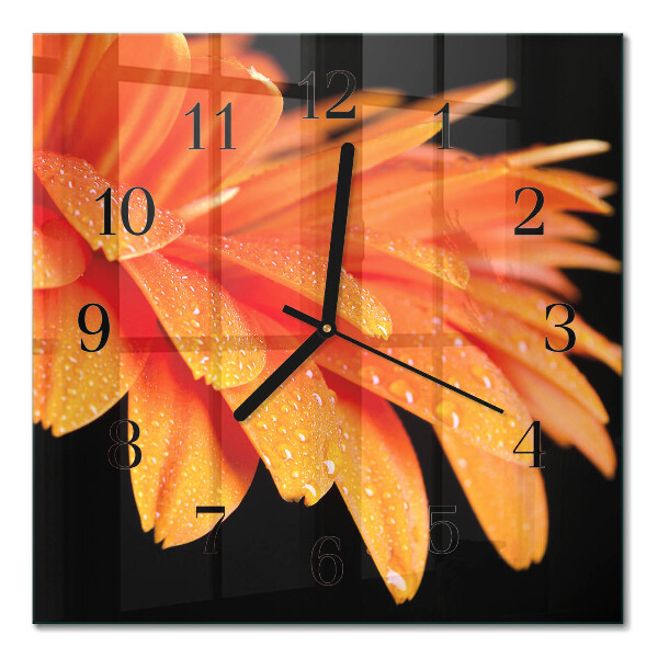 Glass clock square Gerbera