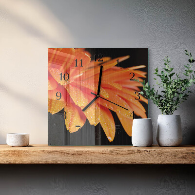 Glass clock square Gerbera