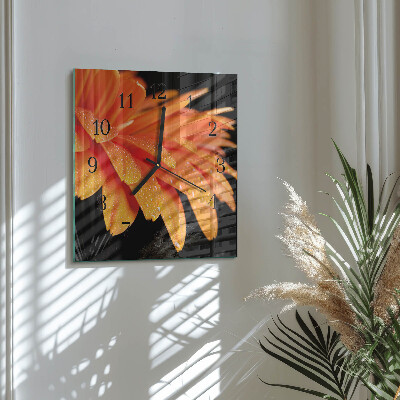 Glass clock square Gerbera