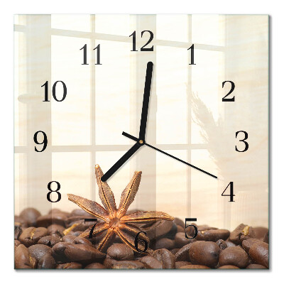 Glass wall clock square Coffee beans