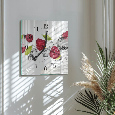 Square kitchen clock Raspberries