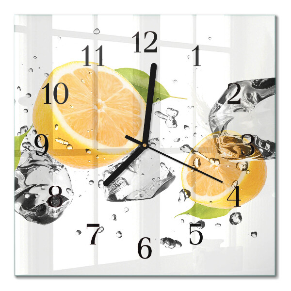Glass clock square Citrus