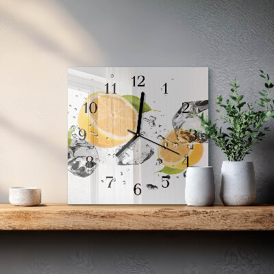 Glass clock square Citrus