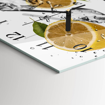 Glass clock square Citrus