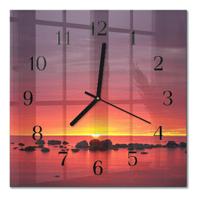 Square kitchen clock Sunset