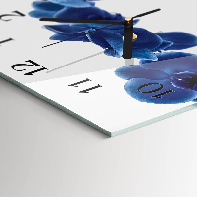 Glass clock square Orchid