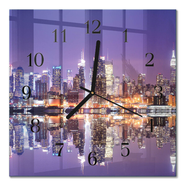 Glass wall clock square City