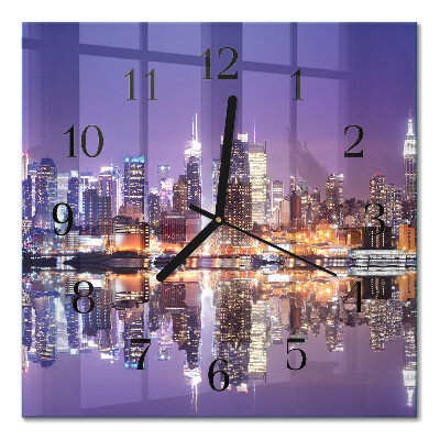 Glass wall clock square City
