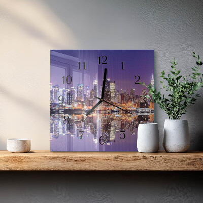 Glass wall clock square City