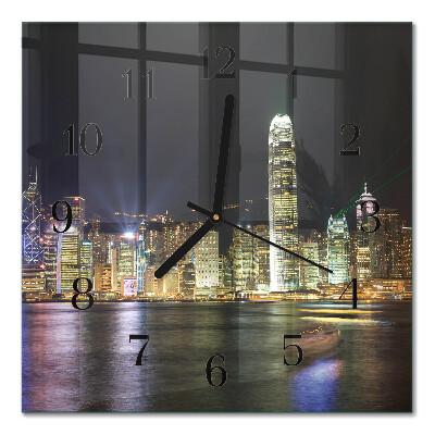 Glass wall clock square Horizon