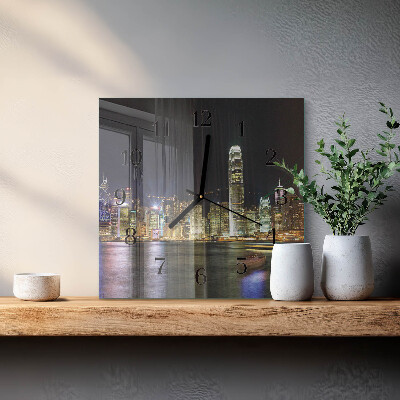 Glass wall clock square Horizon