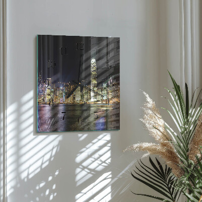 Glass wall clock square Horizon