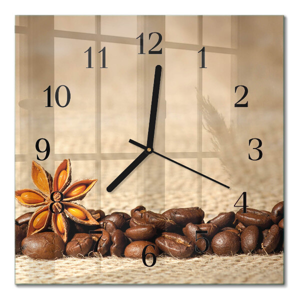 Glass wall clock square Coffee beans