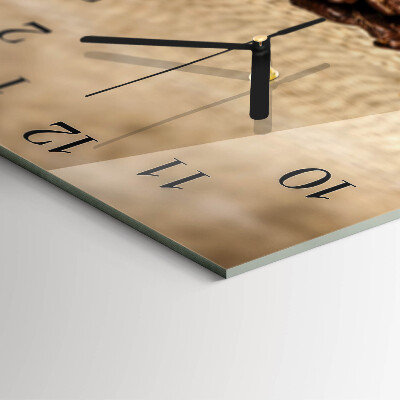 Glass wall clock square Coffee beans