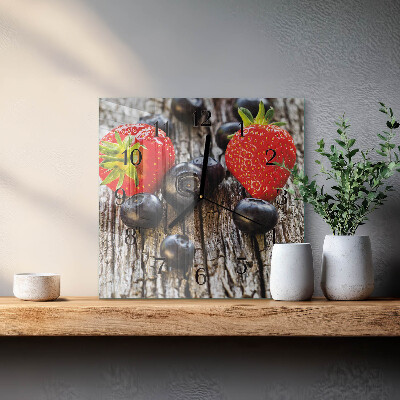 Square wall clock Berries