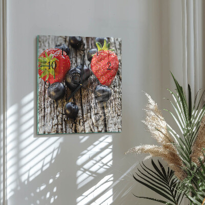 Square wall clock Berries