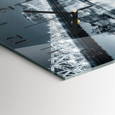 Glass wall clock square Bridge