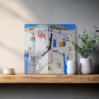 Glass clock square Santorini