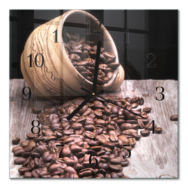 Glass wall clock square Coffee beans