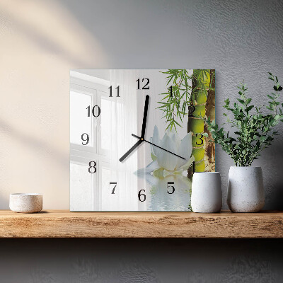 Glass wall clock square Bamboo