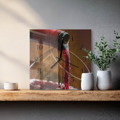 Square kitchen clock Wine