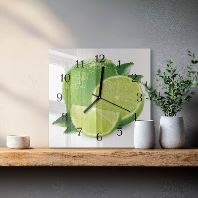 Glass wall clock square Calcium carbonate