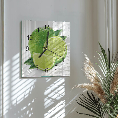 Glass wall clock square Calcium carbonate