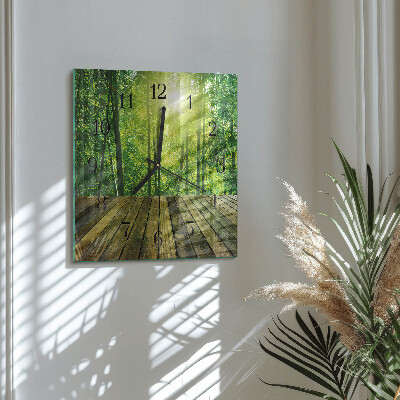Glass wall clock square Bamboo