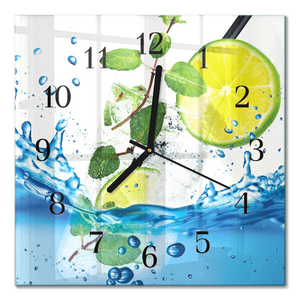 Square wall clock Lime and mint